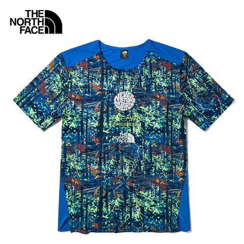The North Face Men's Trailwear Lost Coast Short Sleeve T-Shirt Super Sonic Blue LED Forest Print/Super Sonic Blue
