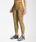 The North Face Women's Trailwear QTM High Rise 7/8 Tight Arrowwood Yellow Field Texture Print